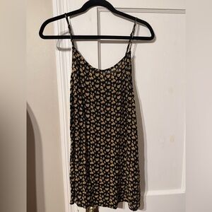 Forever 21 Black Slip Dress with Small Yellow Floral Print